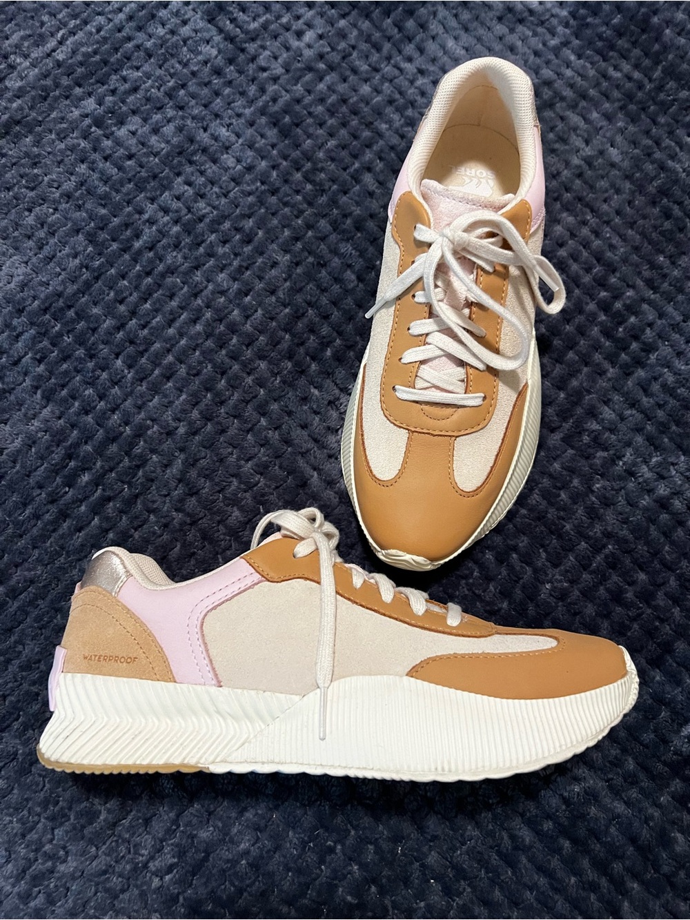 Sorel Women's Tan, Pink & Cream Retro Runner Sneakers